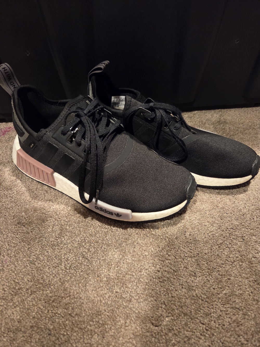 Adidas NMD_R1 Black Casual Running Shoes with Pink Accents